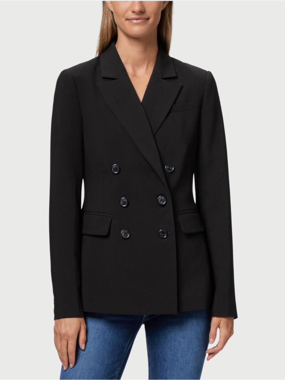 PAIGE Double-Breasted Black Blazer